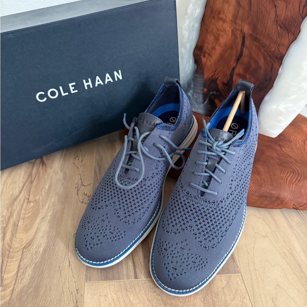 Cole Haan Men's Blue Knit Wingtip Shoe